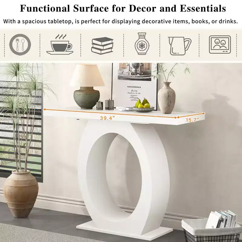 Whisen Modern Console Table & Entryway Table, Sturdy Sofa Table with Egg-Shaped Base