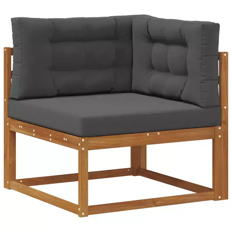 Outdoor Corner Sofa in Solid Acacia Wood - Natural Finish
