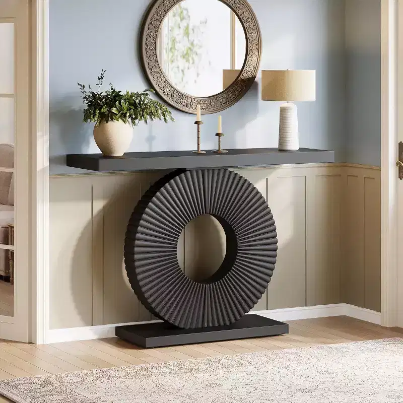 Lantine 39-Inch Modern Entryway Console Table, Wooden Narrow Sofa Table Behind Couch for Living Room, Entrance, Hallway, Black