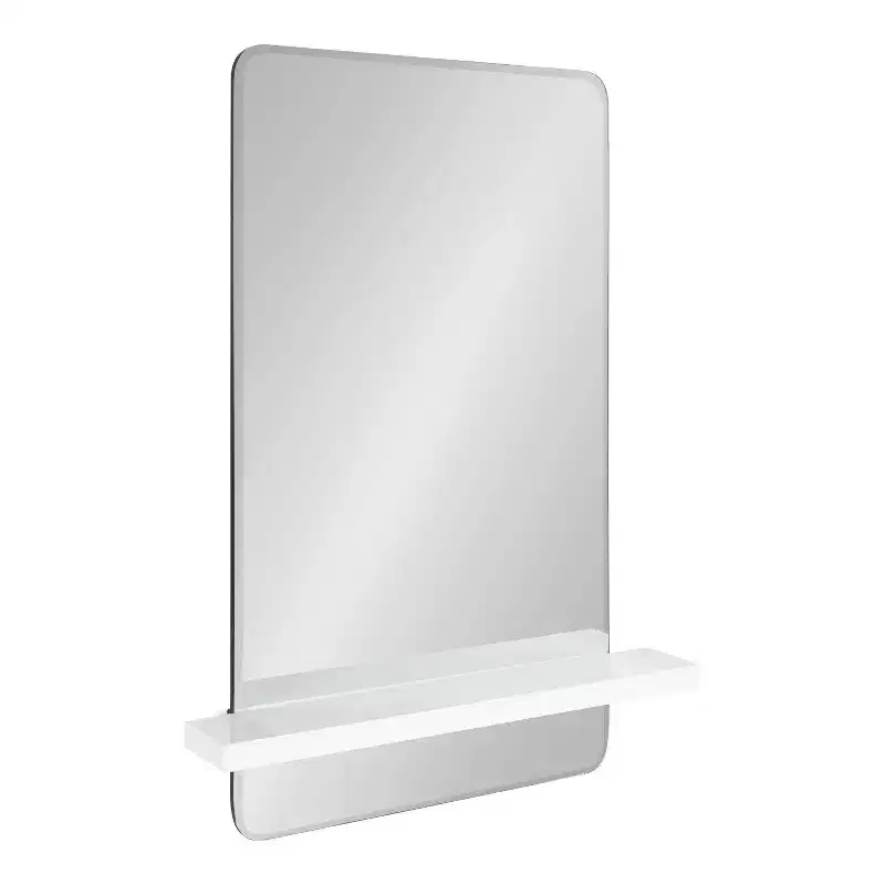 22" x 30" Fosset Frameless Mirror with Shelf White - Kate & Laurel All Things Decor: Chic Bathroom Vanity, Wall Mount
