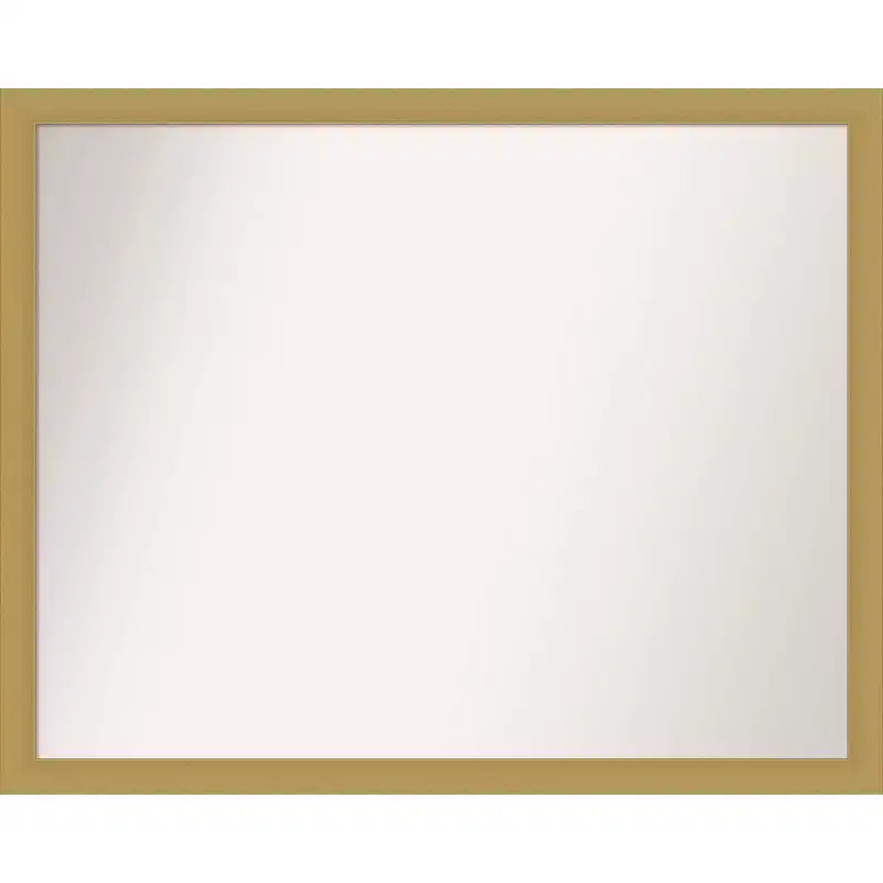 30" x 24" Non-Beveled Narrow Bathroom Wall Mirror Brushed Gold - : Rectangle, Wall Mount, Modern Style