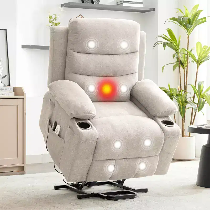 Lift Recliner Chair with Massage & Heat, Oversized Power Recliners, Home Theater Seat with 2 Cup Holders Side, Glider Reclining Single Sofa Chair