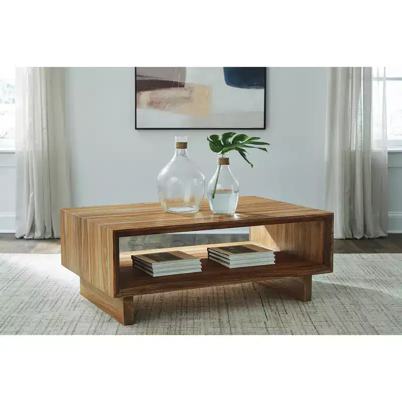 Signature Design by Ashley Dressonni Modern Rectangular Coffee Table, Brown