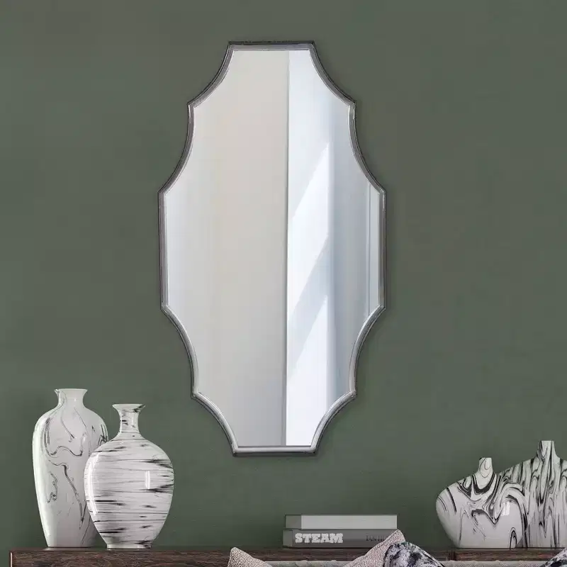 Howard Elliott 23.5"x23.5" Universal Flow Mirror with Stone Veneer: Modern Round Marble Frame, No Assembly Required