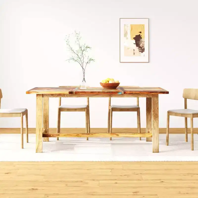 vidaXL Dining Table Multicolored Reclaimed Wood Large Industrial