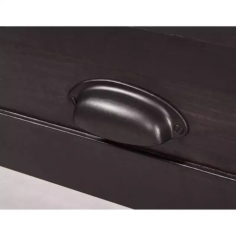Wooden Nightstand with Drawer and Shelf Black - ClickDecor: Traditional Style, Iron Hardware, MDF Composite