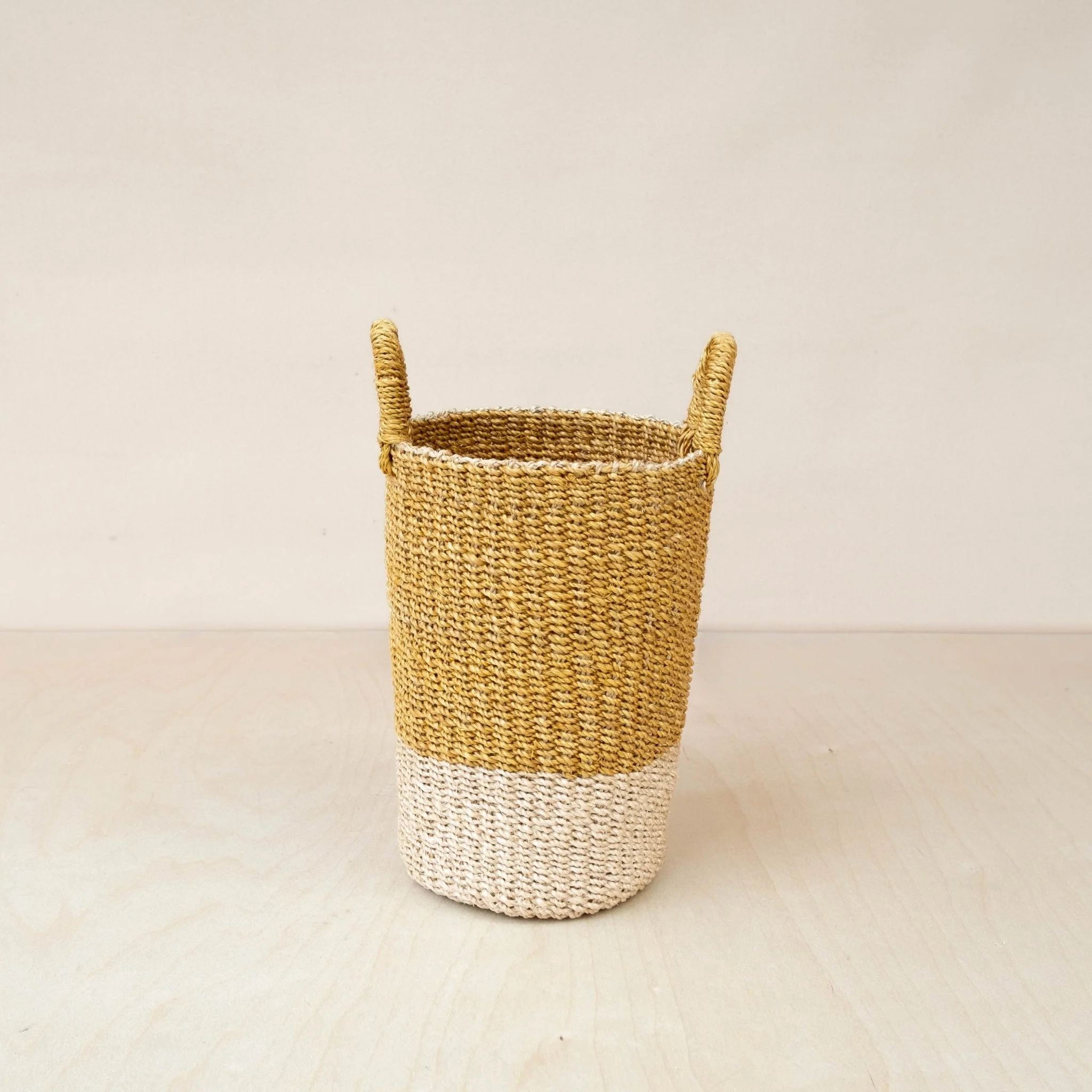 Mustard Tall Woven Basket Vase - Wicker Basket