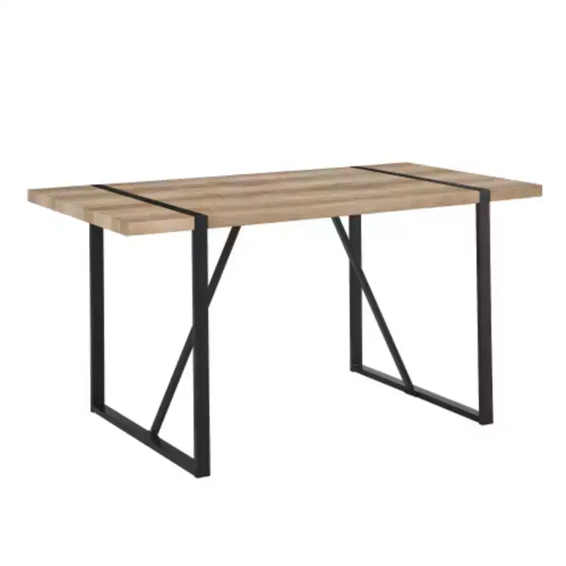 Modern Rustic Industrial Dining Table (4-6), 1.5 Thick MDF Wood, Black Metal Legs, Multi-purpose.