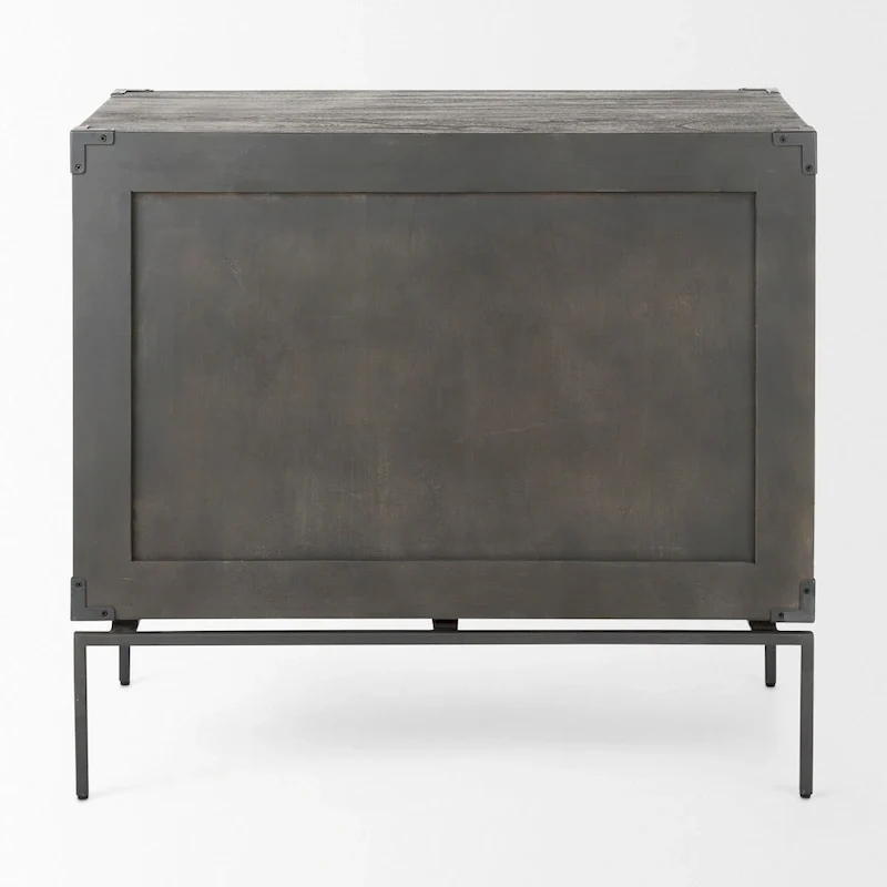 Dark Brown Solid Wood 3-Drawer Accent Cabinet with Black Iron Base