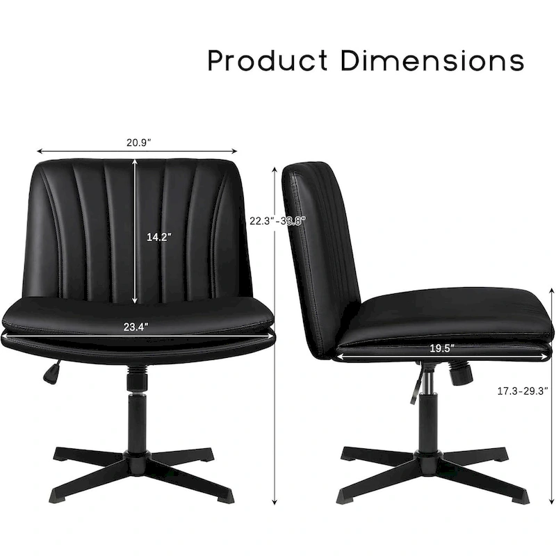 BOSSIN Criss Cross Chair Armless Office Desk Chair No Wheels,PU Leather Padded Modern Swivel Vanity Chair office chair