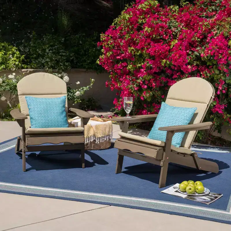 Malibu 2pk Acacia Wood Adirondack Chairs - Gray/Khaki - Christopher Knight Home