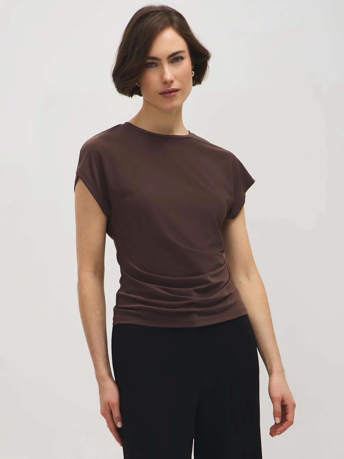 Dolman Sleeve Top With Side Pleats