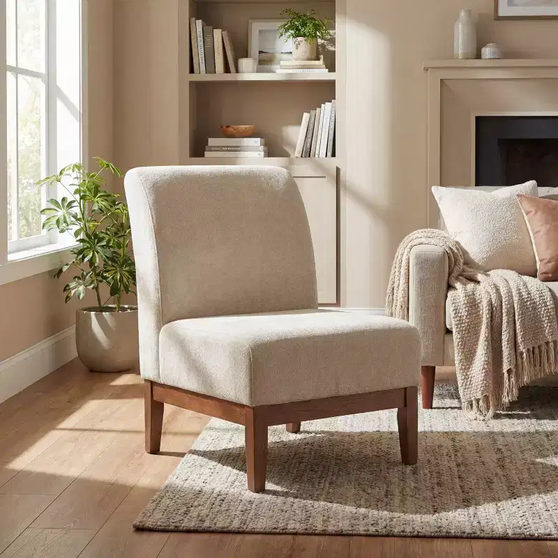 Christopher Knight Home Hyejin Modern Rubberwood Upholstered Accent Chair with Curved Backrest