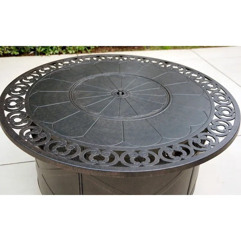 Nassau 4-Piece Patio Propane Fire Pit Sofa Set (with 2 Swivel Rocker Club Chairs) and 47 Round Fire Pit Chat Table