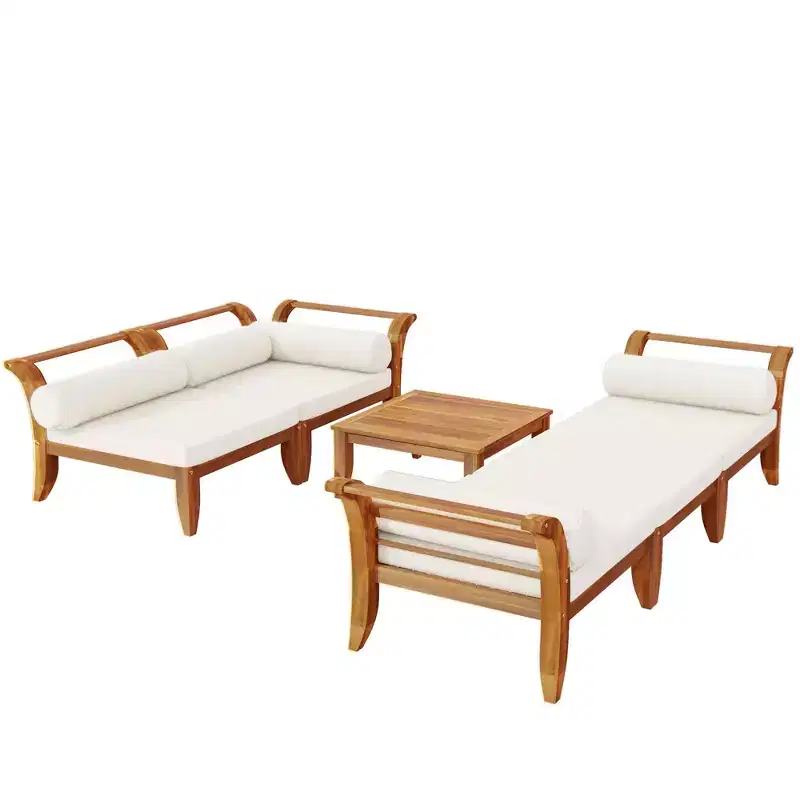 Whisen 6-Piece Patio Set with Daybed, Tea Table & Ottoman