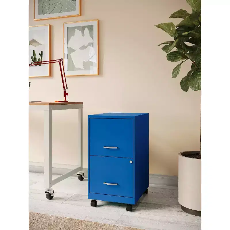 Space Solutions 18" Deep 2 Drawer Mobile Letter Width Vertical File Cabinet Classic Blue