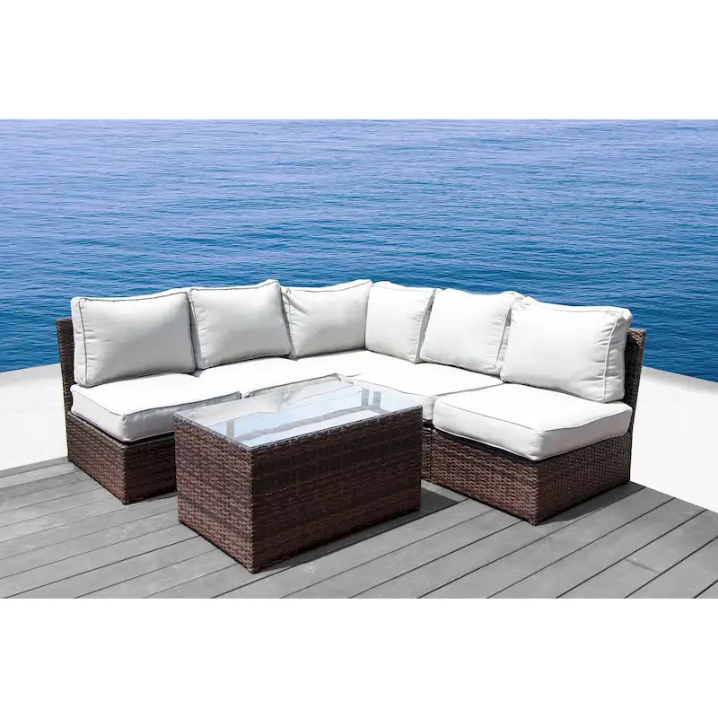 Lucca Brown Wicker 6-piece Sectional Set by Living Source International