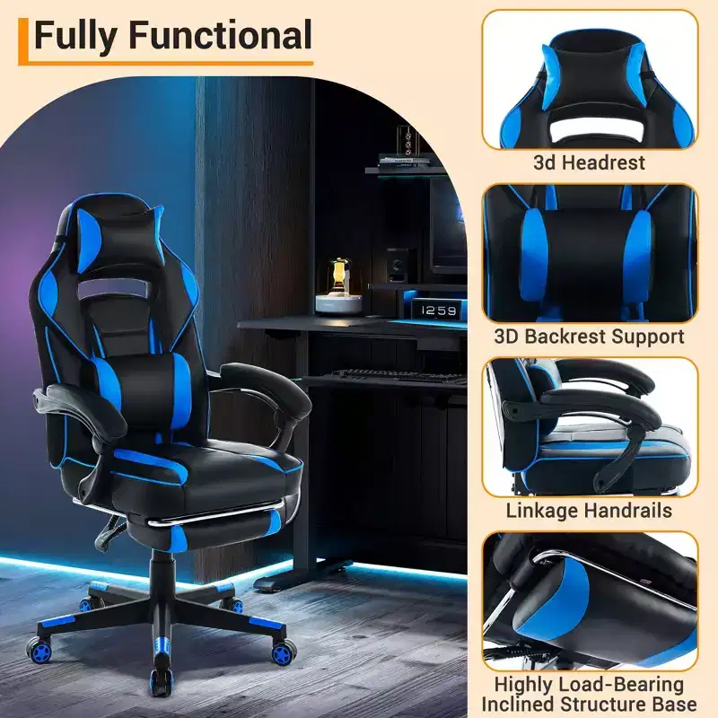 Cherry Blossom Pink Chair with Footrest,Ergonomic Computer Chair w/Lumbar Support & Headrest,360 Swivel Base & Height Adjustable Executive Chairs