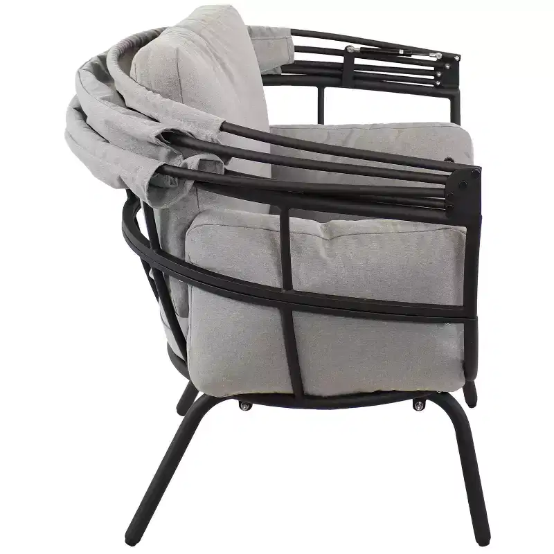 Sunnydaze Modern Luxury Patio Lounge Chair with Retractable Shade - Powder-Coated Aluminum Frame with Polyester Cushions and Canopy