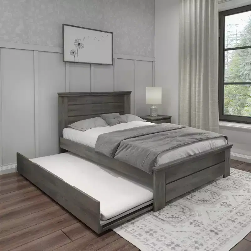 Max & Lily Full Size Bed Frame with Trundle, Solid Wood Platform Bed