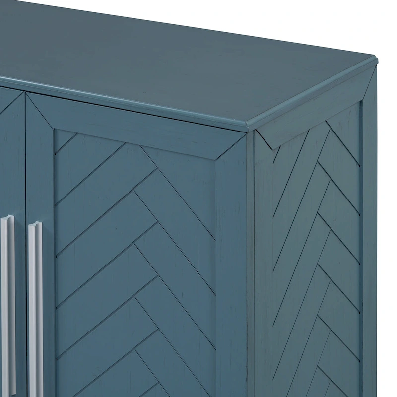 Sideboard Buffet Cabinet with Adjustable Shelves & Silver Handles