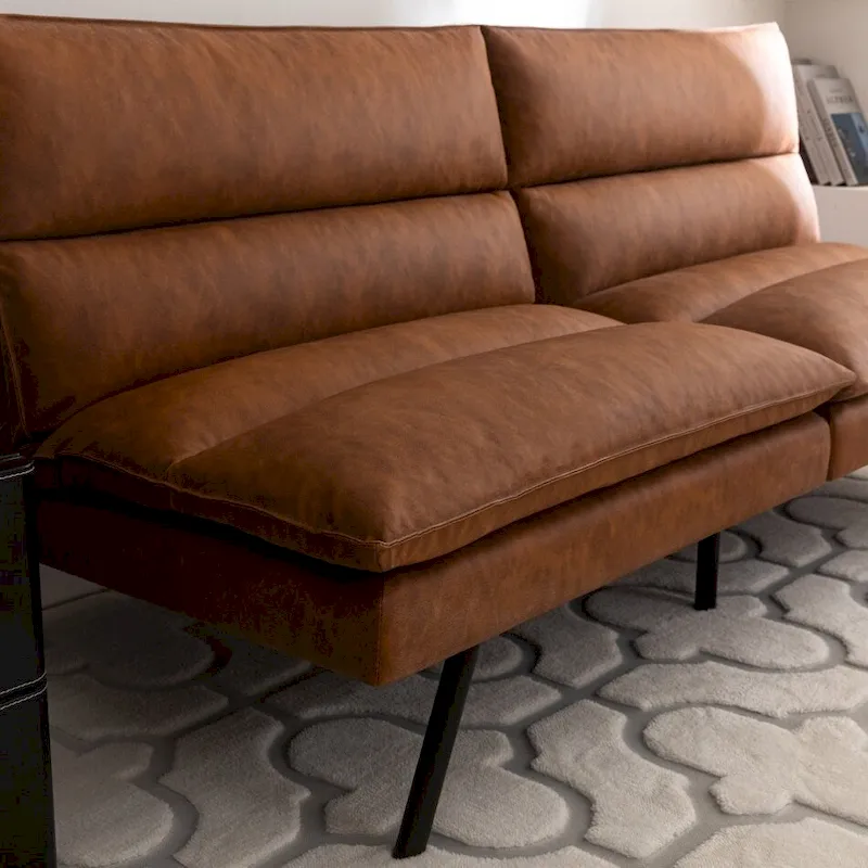 EGOHOME 71 Faux Leather Convertible Sofa with Split Back