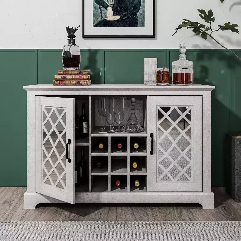 Galano 2-Door Cabinet with Bottle Storage and Cut-Out Door Design 45.7 W  15.7 D  29.3 H
