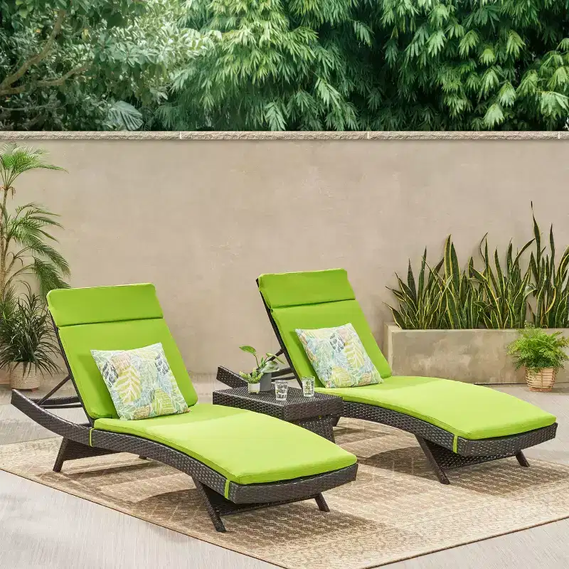 GDFStudio Olivia Multibrown 3 Piece Armless Chaise Lounge Chat Set with Cushions
