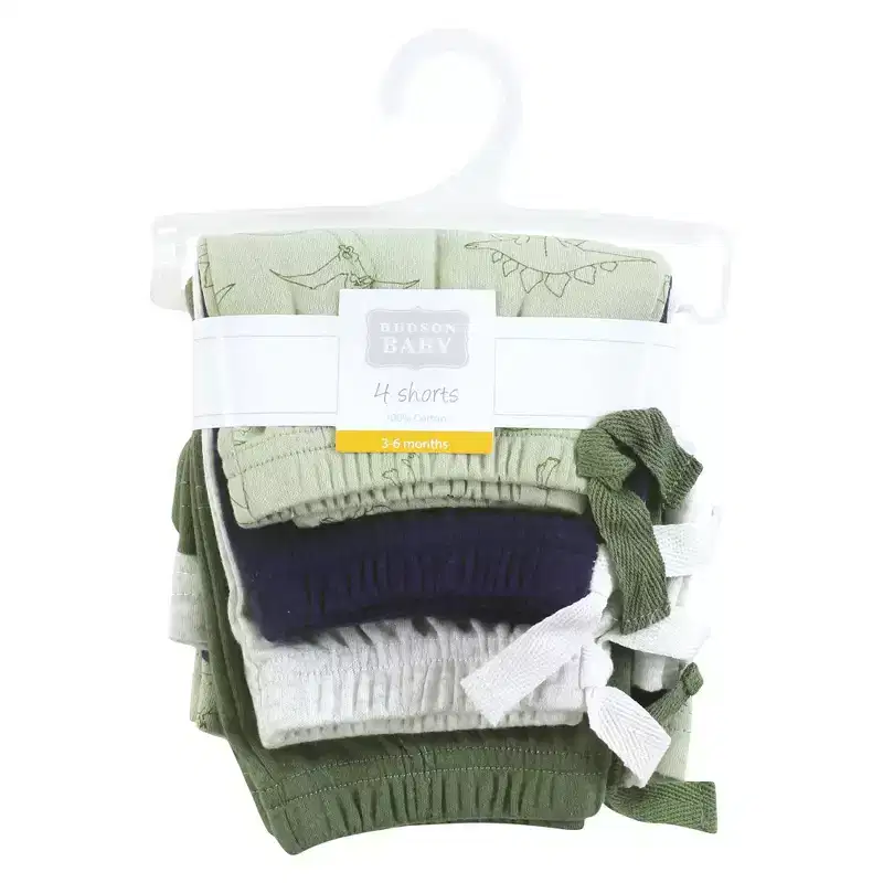 Hudson Baby Infant Boys Shorts Bottoms 4-Pack, Dinosaurs