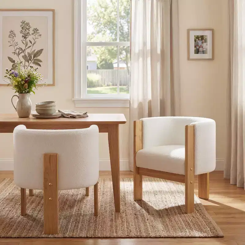 Christopher Knight Home Zoe Modern Boucle Upholstered Dining Chairs with Barrel Back (Set of 2)