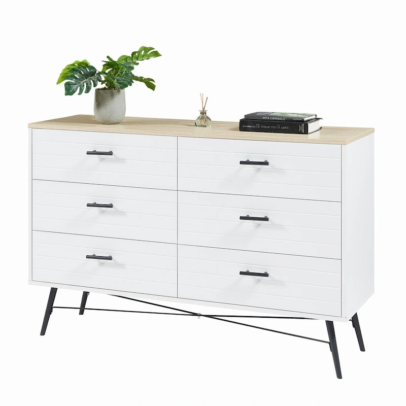 47.2W Modern Bedroom with Deep 6 Drawers - N/A