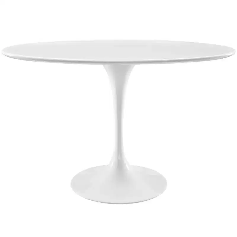 48" Lippa Oval Wood Top Dining Table White - Modway: Sleek Modern Kitchen Furniture, Seats 4