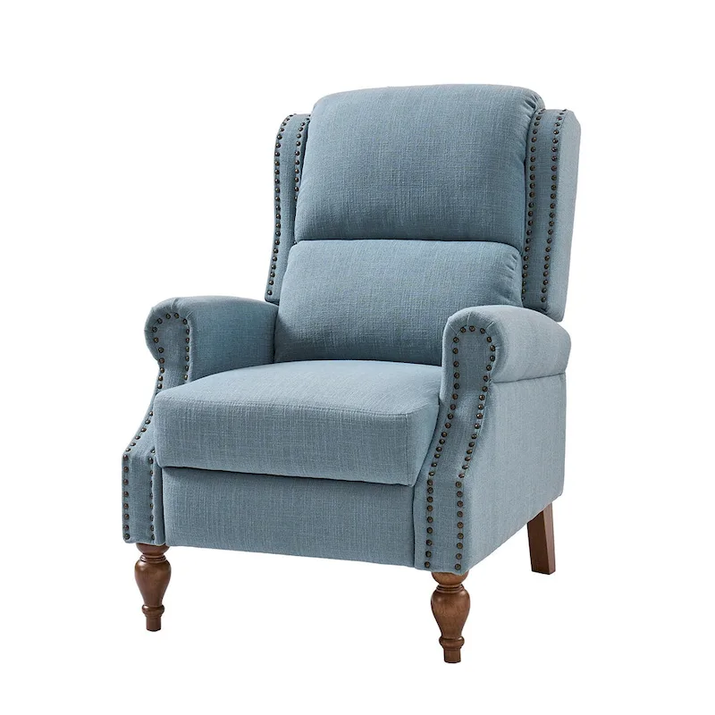 Terri Traditional Roll Arm Manual Recliner with Solid Wood Legs by HULALA HOME