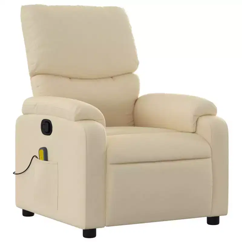 vidaXL Massage Recliner Chair Polyester, Metal, Plywood Single