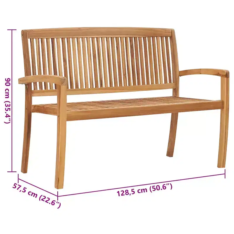 Garden Bench Anthracite Fine sanded teak hardwood 50.6 in