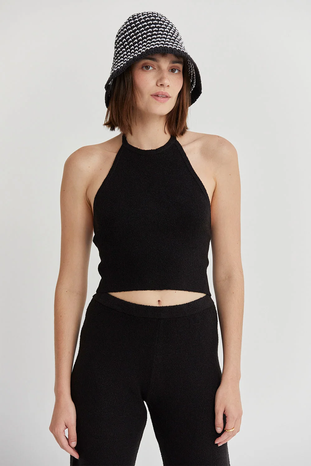 Halter Neck Straight Leg Sweater Knit Two-Piece Set