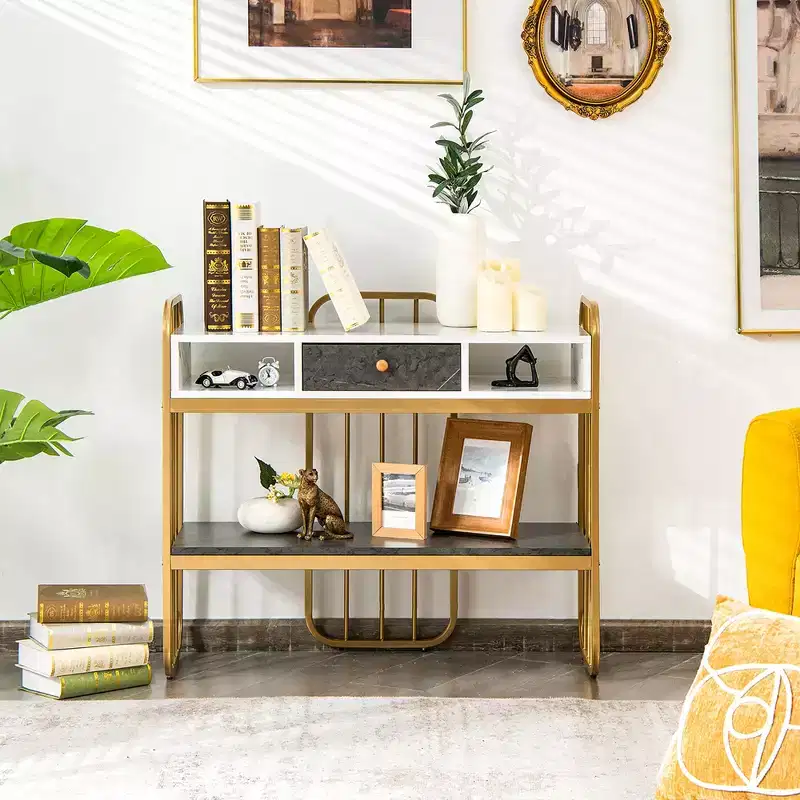 Console Table with Drawer Storage Shelf Wide Tabletop Modern for Entryway