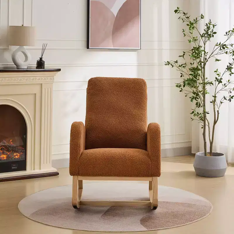 Okak Modern 27.2W Rocking Accent Chair Living Room Chair with High Back and Side Pocket Comfy Chair Armchair for Bedroom Nursery