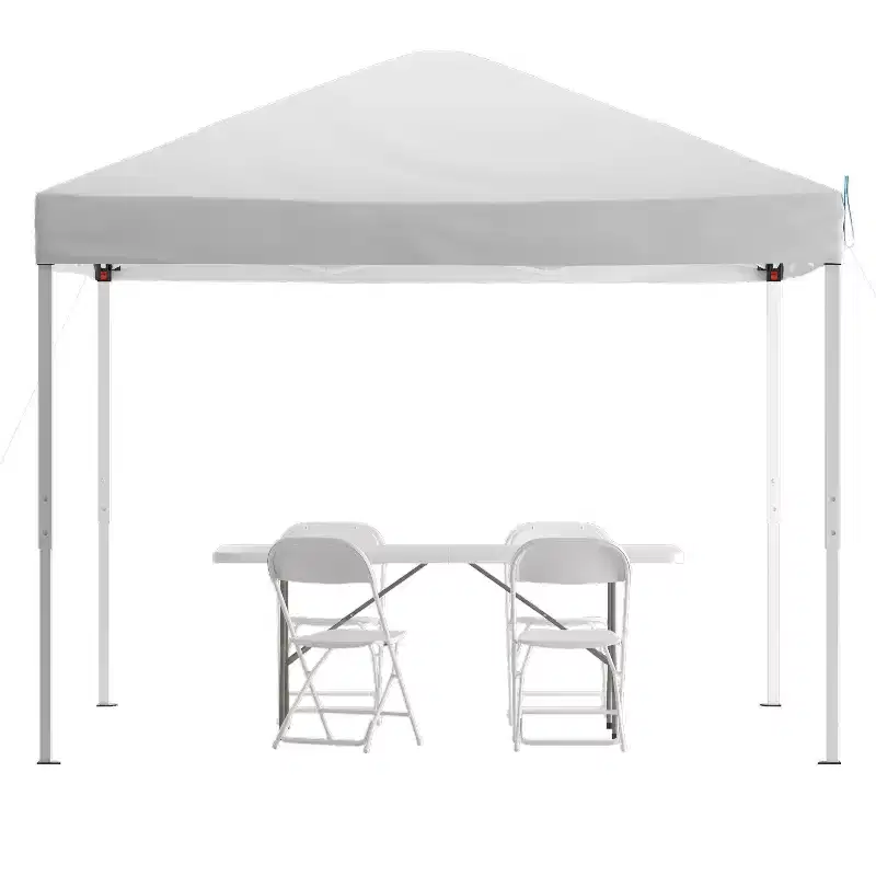 Flash Furniture Portable Tailgate/Event Tent Set - 10'x10' Pop Up Canopy Tent, 6-Foot Bi-Fold Table, Set of 4 Folding Chairs
