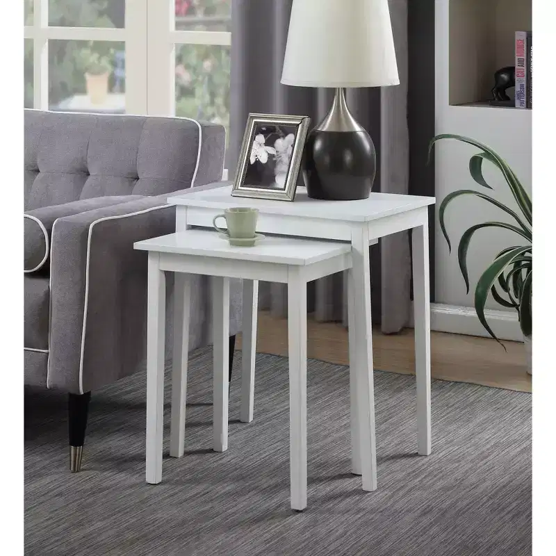 HomeStock 26.25 in.H White Color Rectangle Wood Table Top End Table 1 -piece
