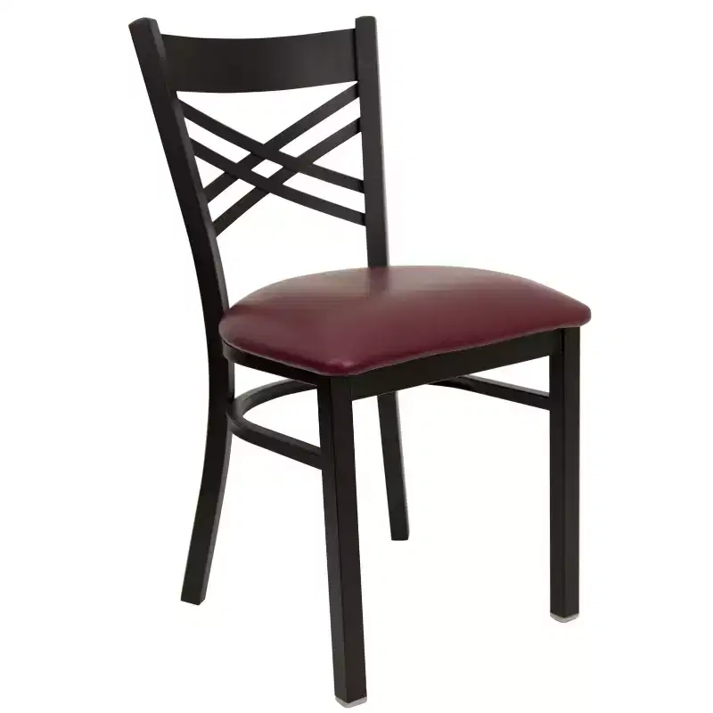 Emma and Oliver Black X Back Metal Restaurant Dining Chair