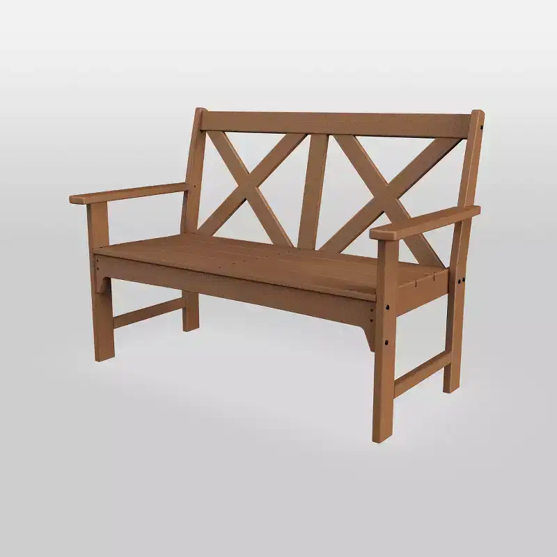 POLYWOOD Shawboro Outdoor Patio Bench Teak
