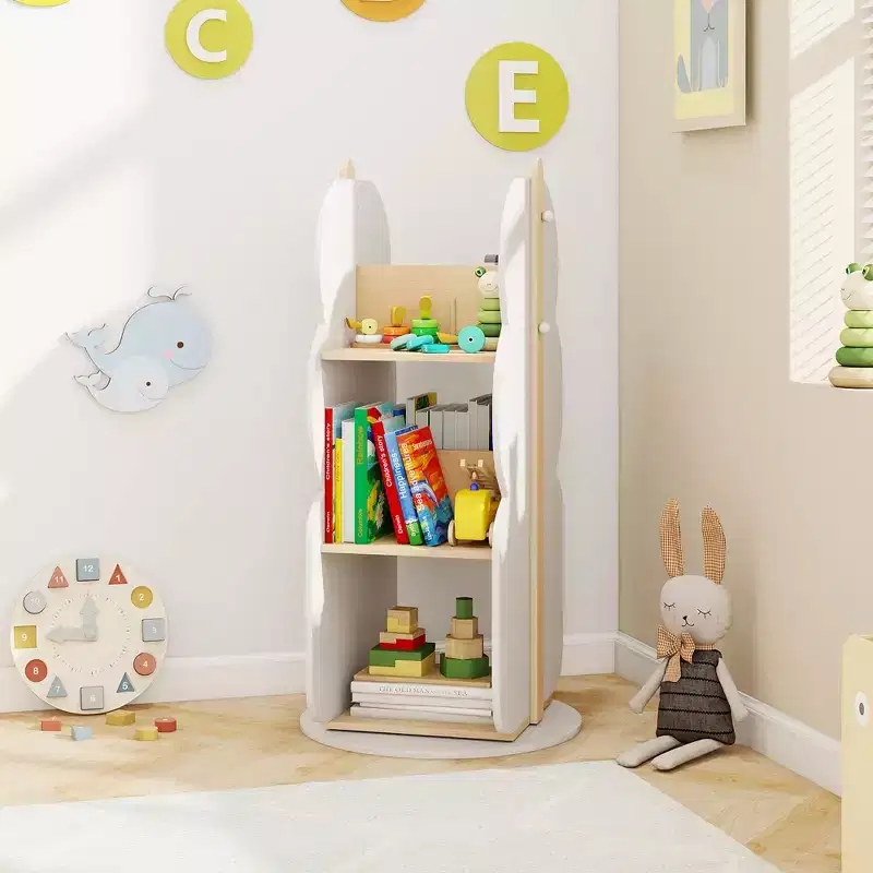 Kids' 360° Rotating Bookshelf with 5 Shelves