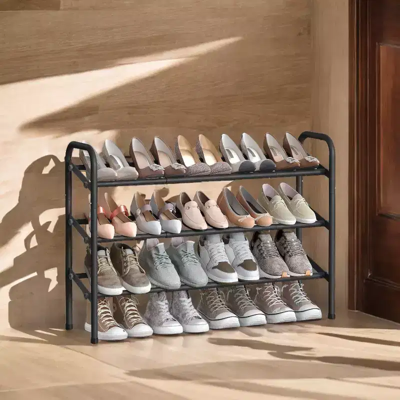 Expandable Shoe Rack, 3 Tier Shoe Rack Shelf, Adjustable Shoe Organizer Storage for 20 Pairs of Shoes, Metal Free Standing Shoe Racks