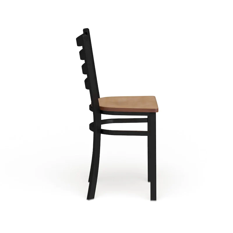 Ladder Back Metal Dining Chair with Wood Seat