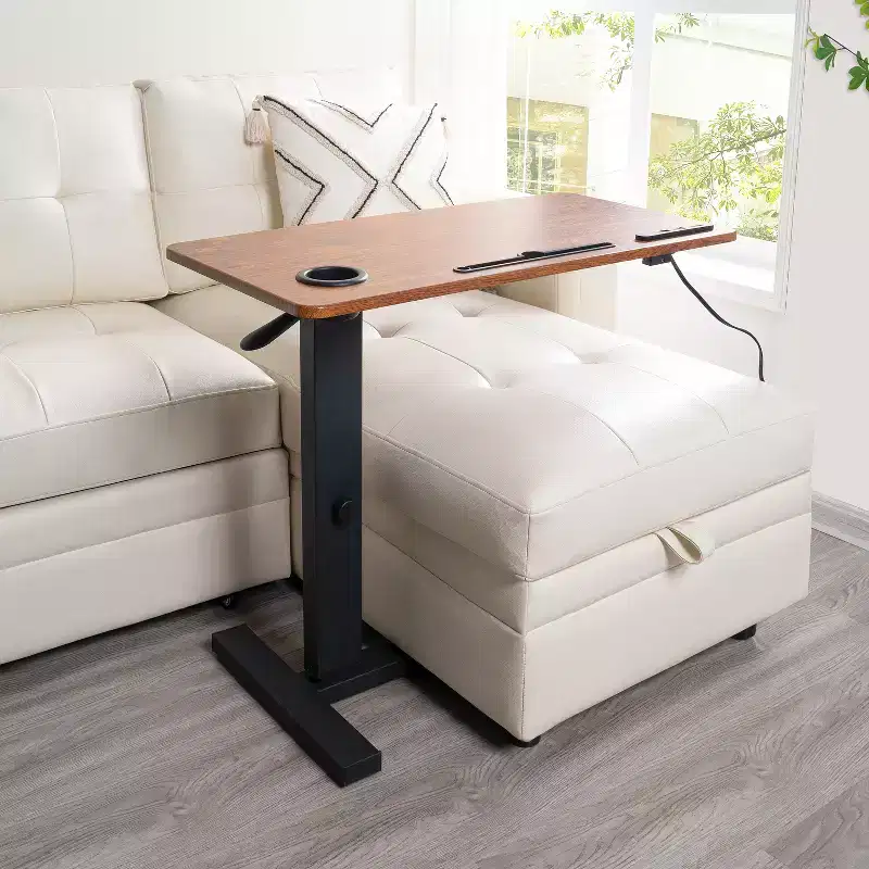 Home Imports Emporium Adjustable Bed Desk with Wheels  Heavy-Duty Rolling Laptop Table with USB & Type-C Charging, Cup Holder