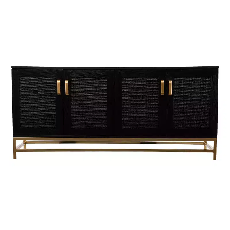 Rolliston Contemporary 4-Door Media Console - Black - SEI