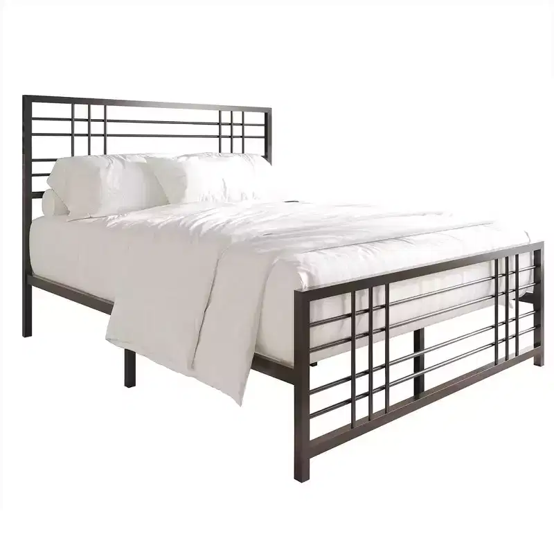 Metal Bed Frame with Headboard and Footboard