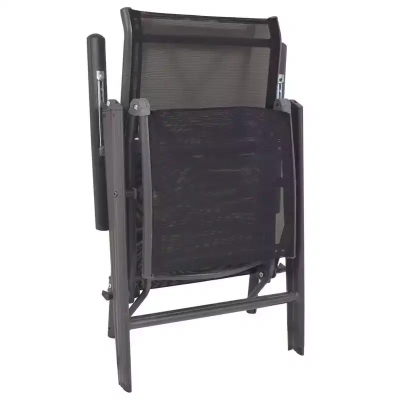 vidaXL Sunlounger Black Aluminum Medium Adjustable Armrests
