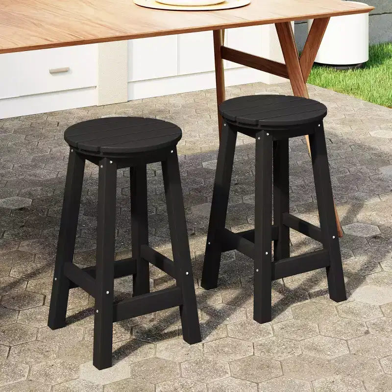 WestinTrends Malibu 24 All Weather Hdpe Outdoor Patio Round Backless Counter Stool (Set of 2)